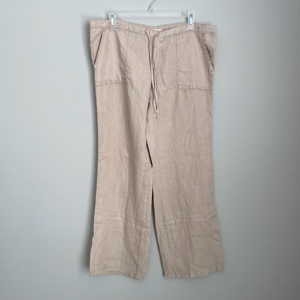 Victoria’s Secret Size 8 Beige Wide Leg Linen Pants Tie Waist
